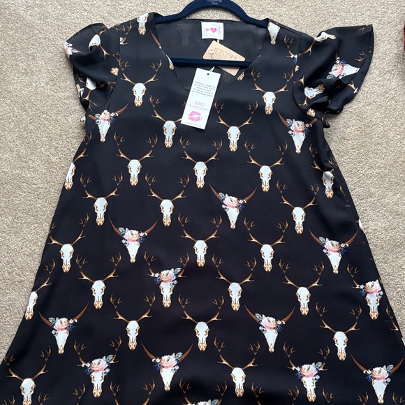 Buddy Love Dresses & Skirts - Buddy Love Black Dress with Floral Skull Print